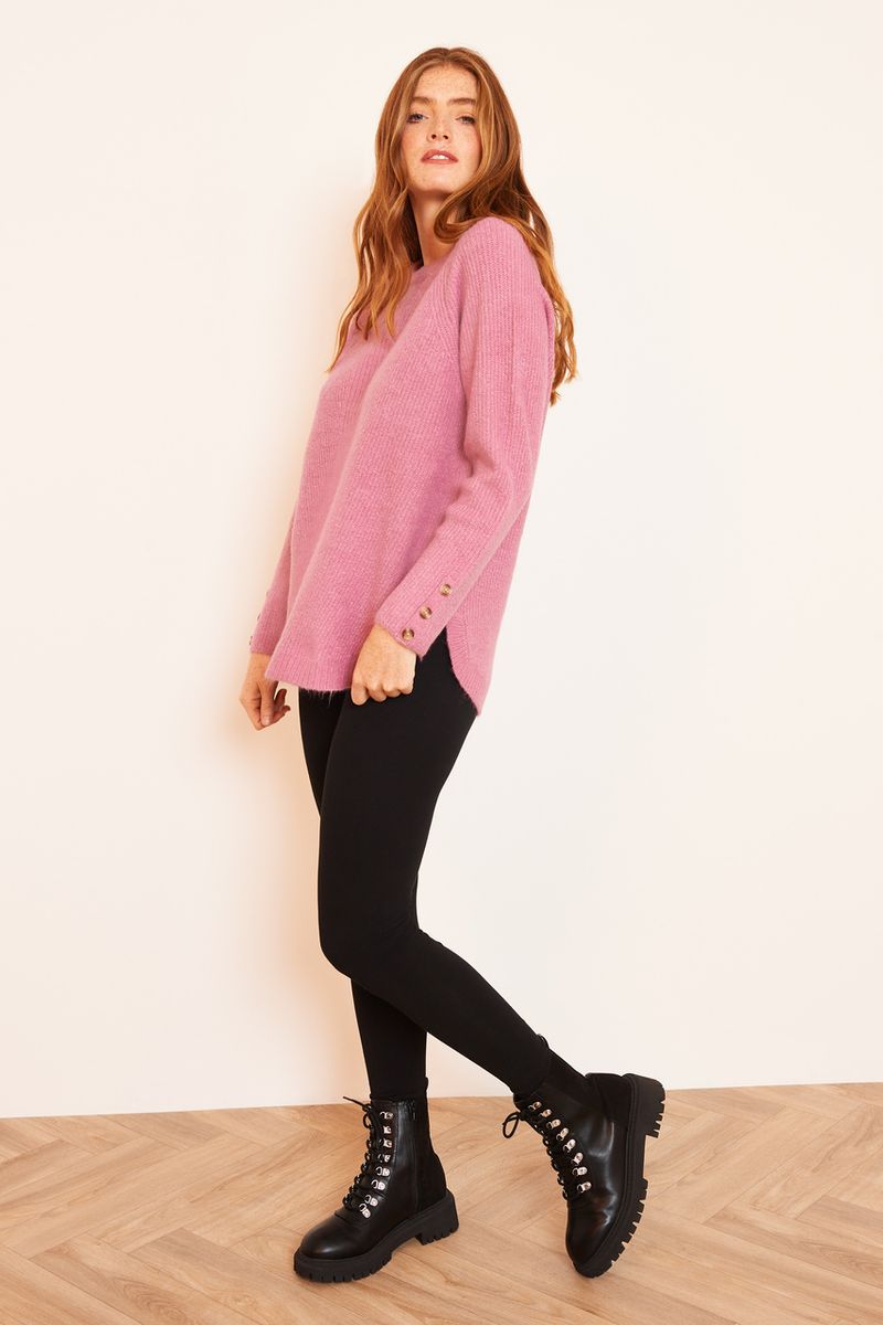 Pink Button Cuff jumper