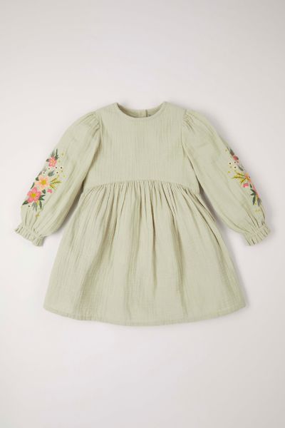 Green Floral Embroidered dress