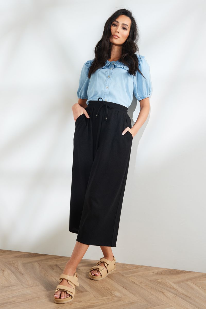 Black Jersey Culotte Trousers