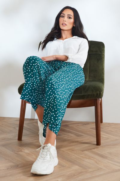 Teal Spot Culotte Trousers