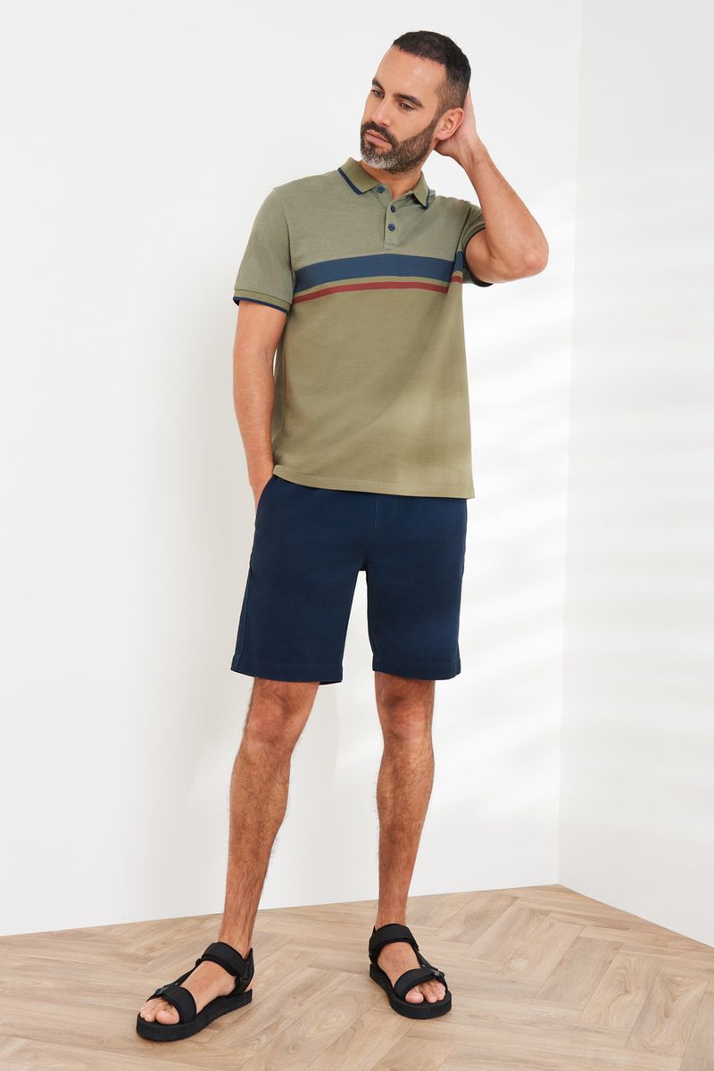 Khaki Colour Block Polo shirt