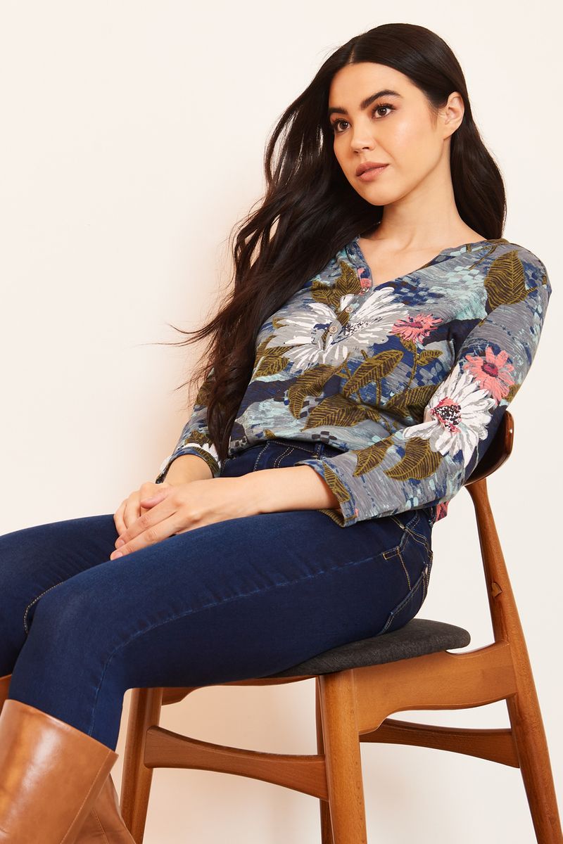 Bold Floral Henley top