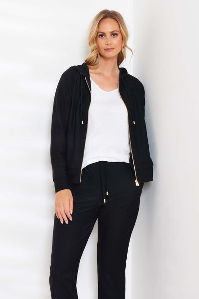 Black Ribbed Hoodie - Nutmeg