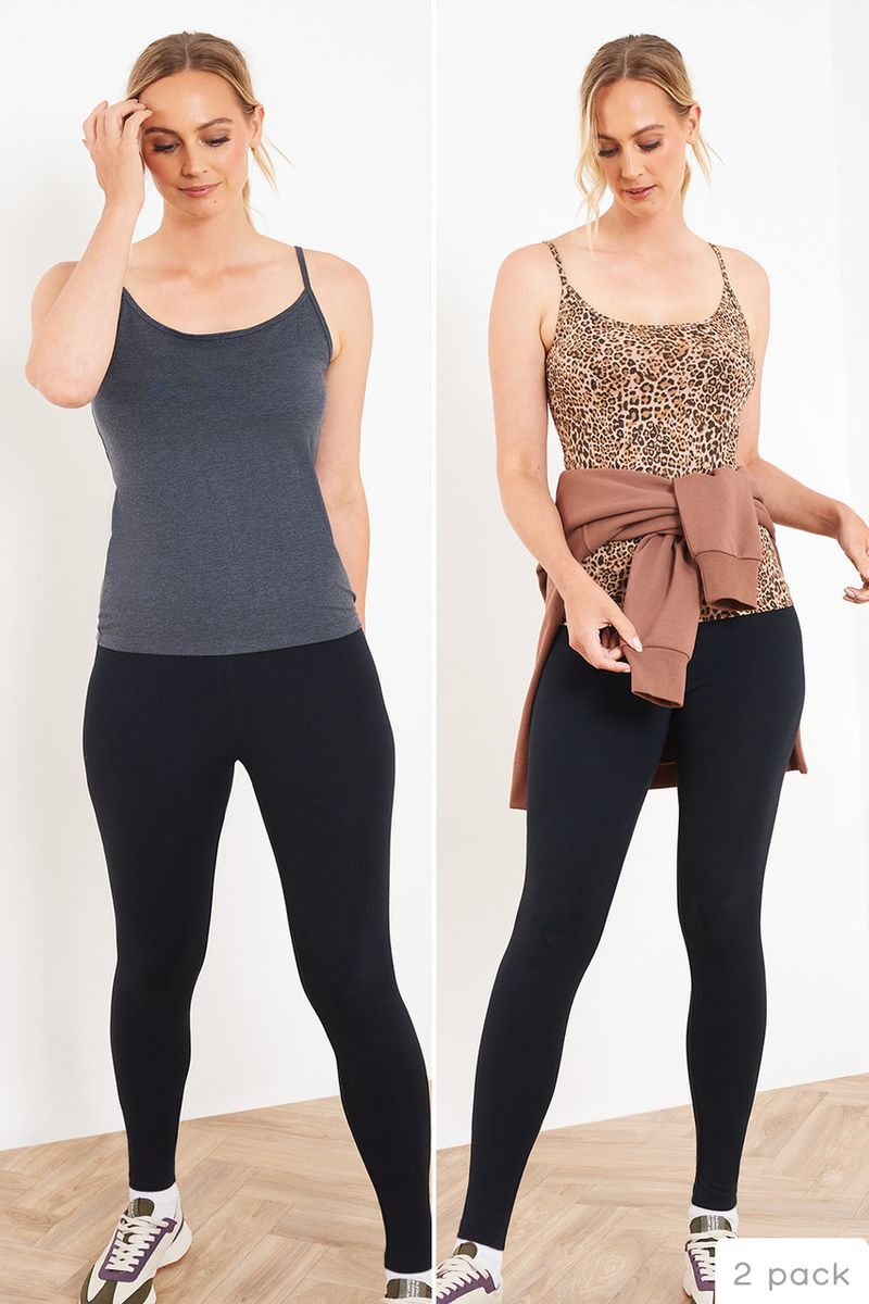 2 Pack Leopard & Charcoal Camisole