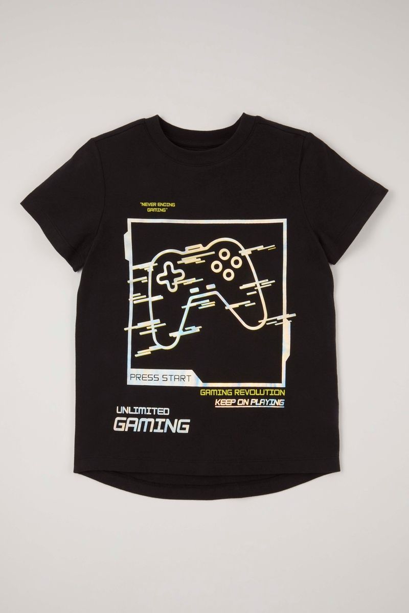 Sliver Print Slogan Gamer T-Shirt