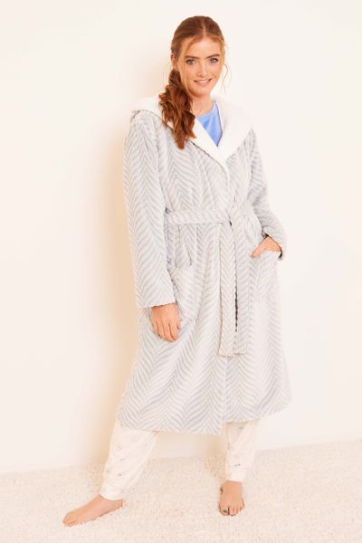 Grey Embossed Dressing Gown