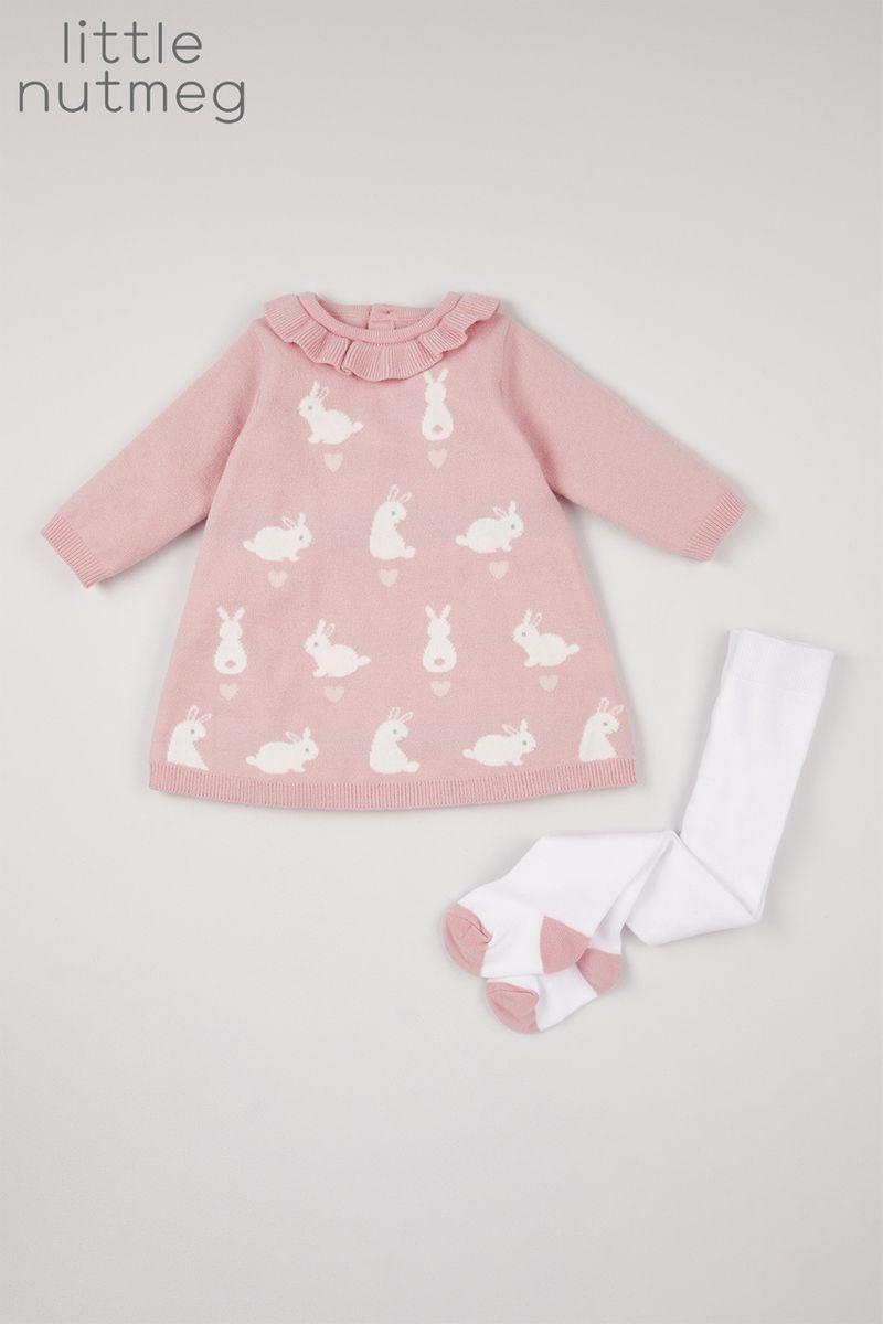 Little Nutmeg Bunny Knit Dress & Tights
