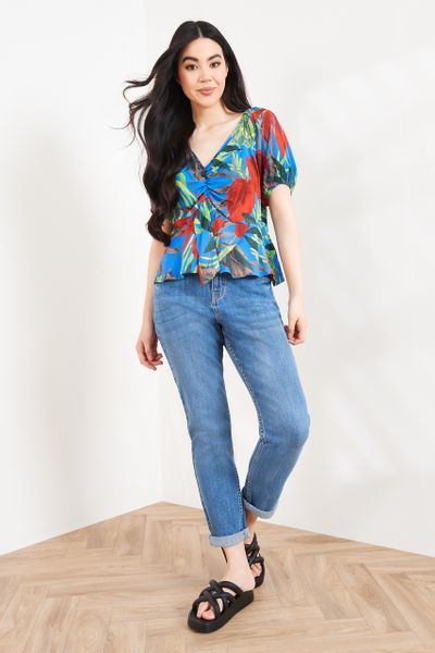 Tropical Bow Front Blouse