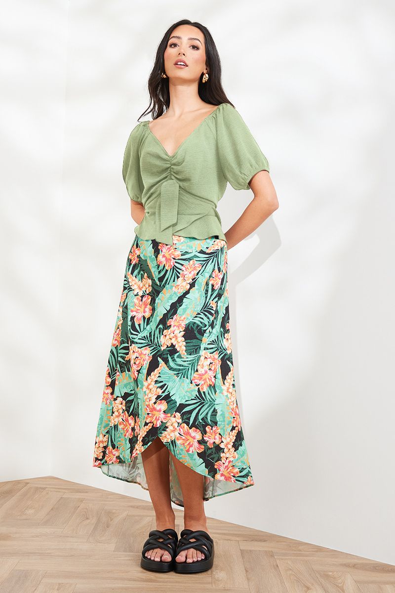 Online Exclusive Green Bow Front Blouse