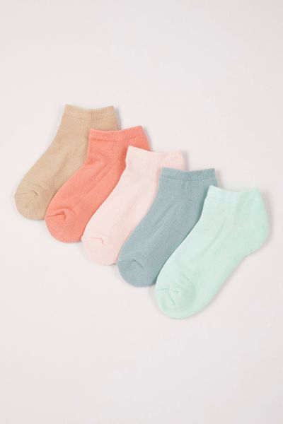 5 Pack Pastel Sporty Trainer Liner socks