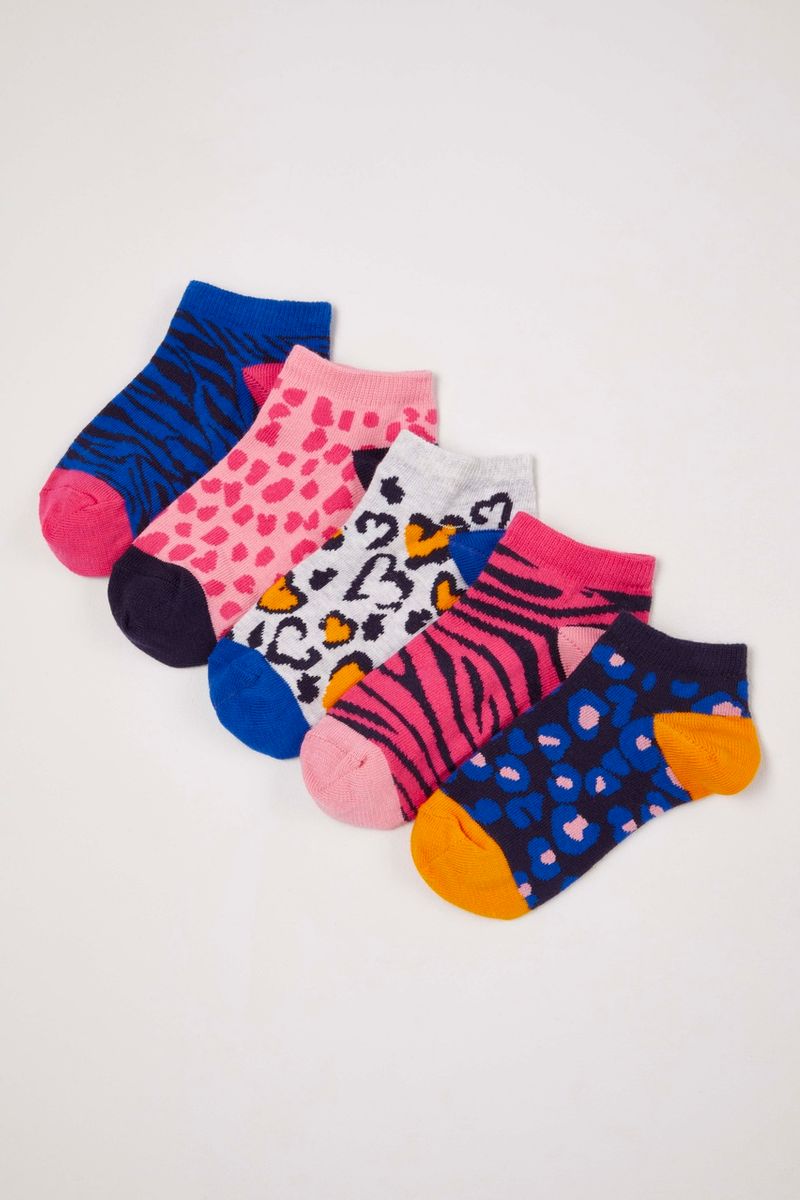 5 Pack Blue Zebra Trainer Liner socks