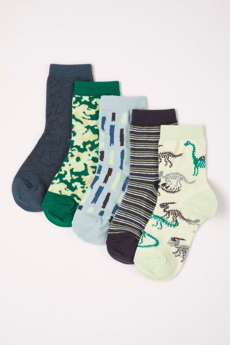 5 Pack Dinosaur Camo Socks