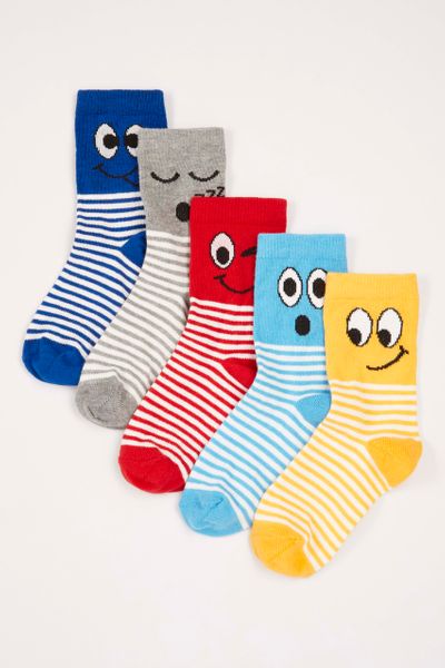 5 Pack Silly Face Socks