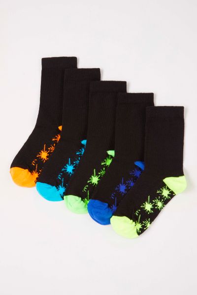 5 Pack Neon Splat socks