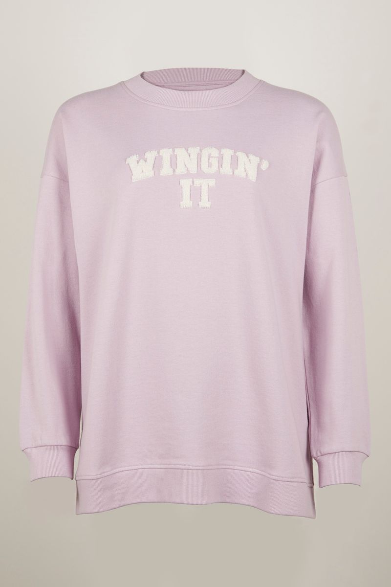 Online Exclusive Lilac Slogan Sweatshirt