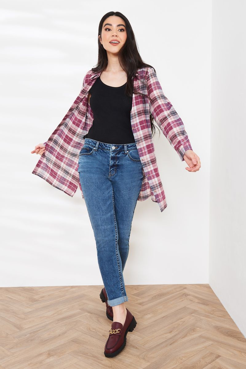 Pink Check Long shirt