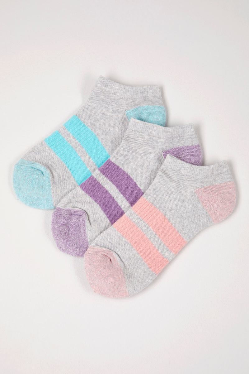 3 Pack Pastel Stripe Cushion Sole Trainer socks