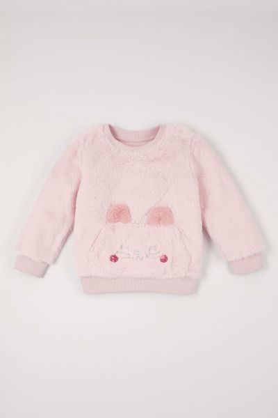 Kitten Embroidered Plush sweatshirt