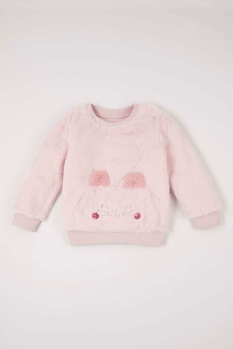 Kitten Embroidered Plush sweatshirt