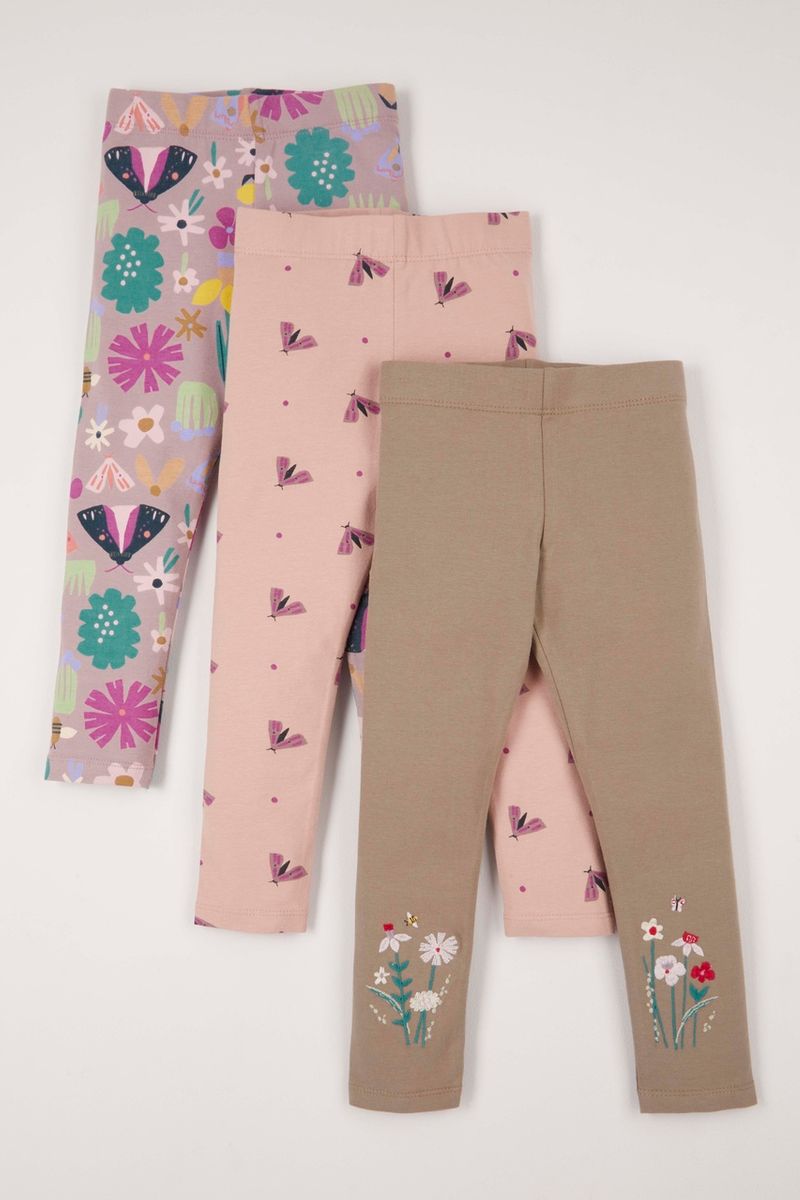 3 Pack Floral Embroidered Leggings