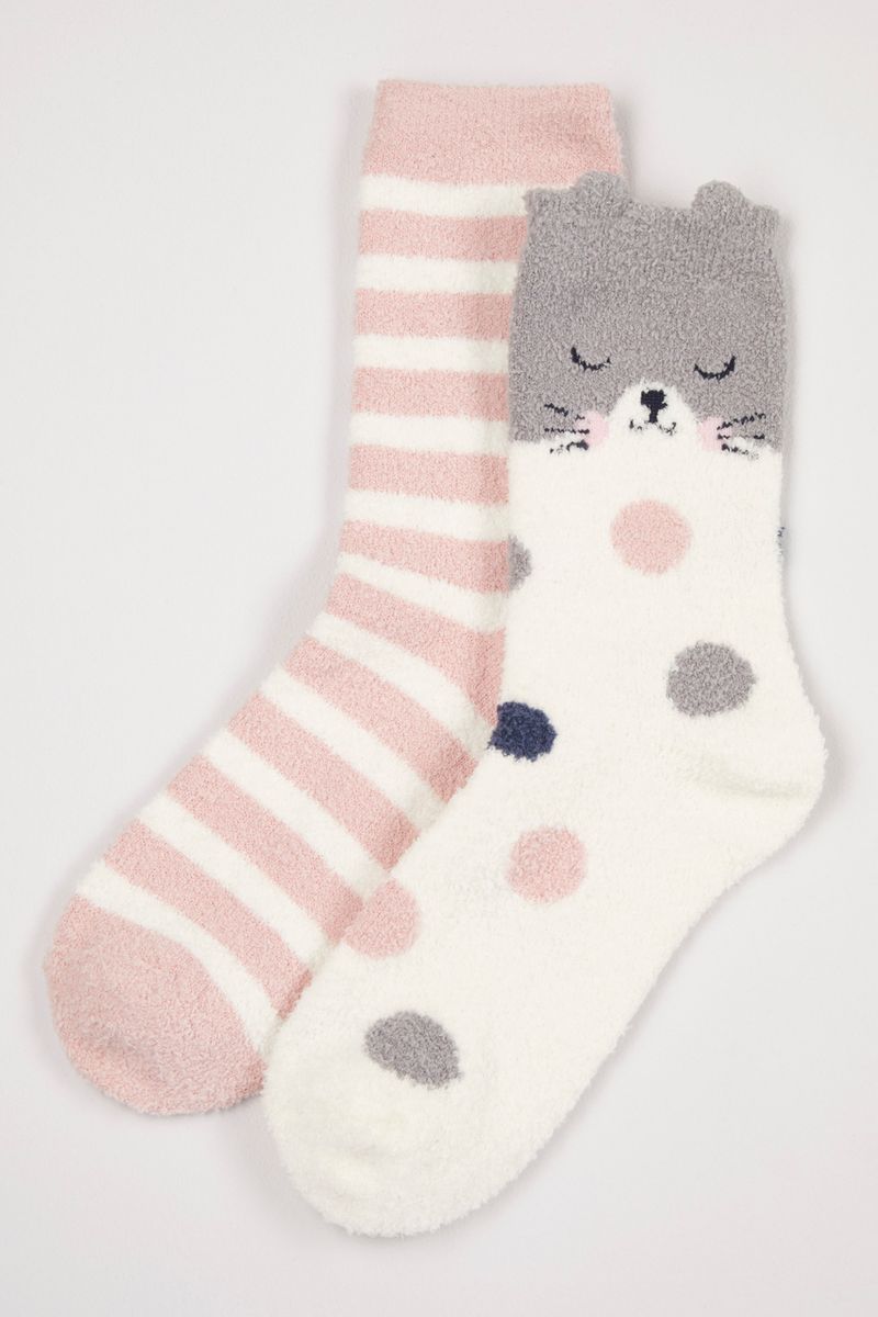 2 Pack Cat Cosy socks