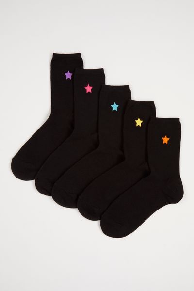 5 Pack Star Embroidered socks