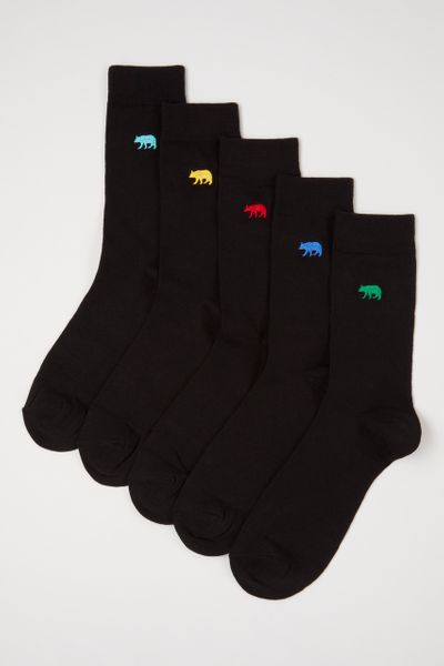 5 Pack Bear Embroidered socks