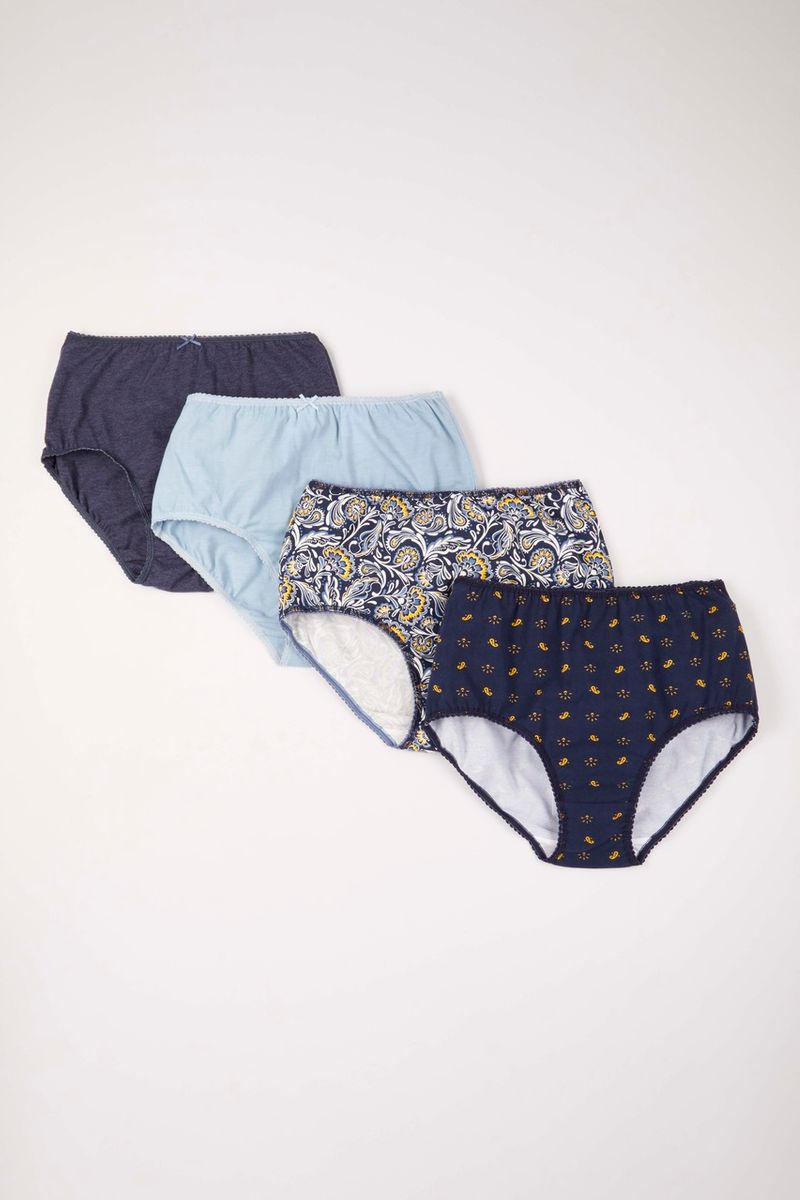 4 Pack Navy Paisley Full Briefs