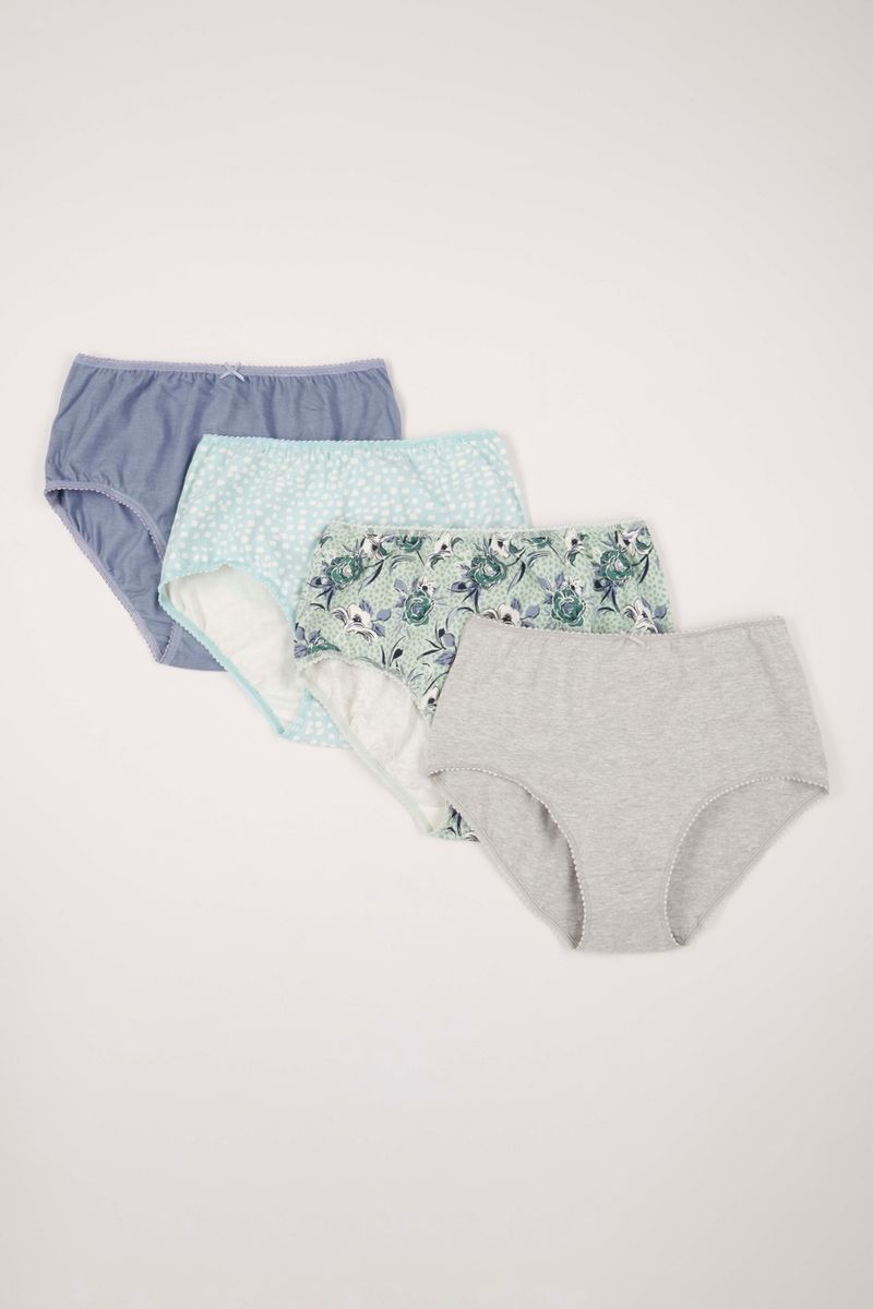 4 Pack Sage Flower Full Briefs