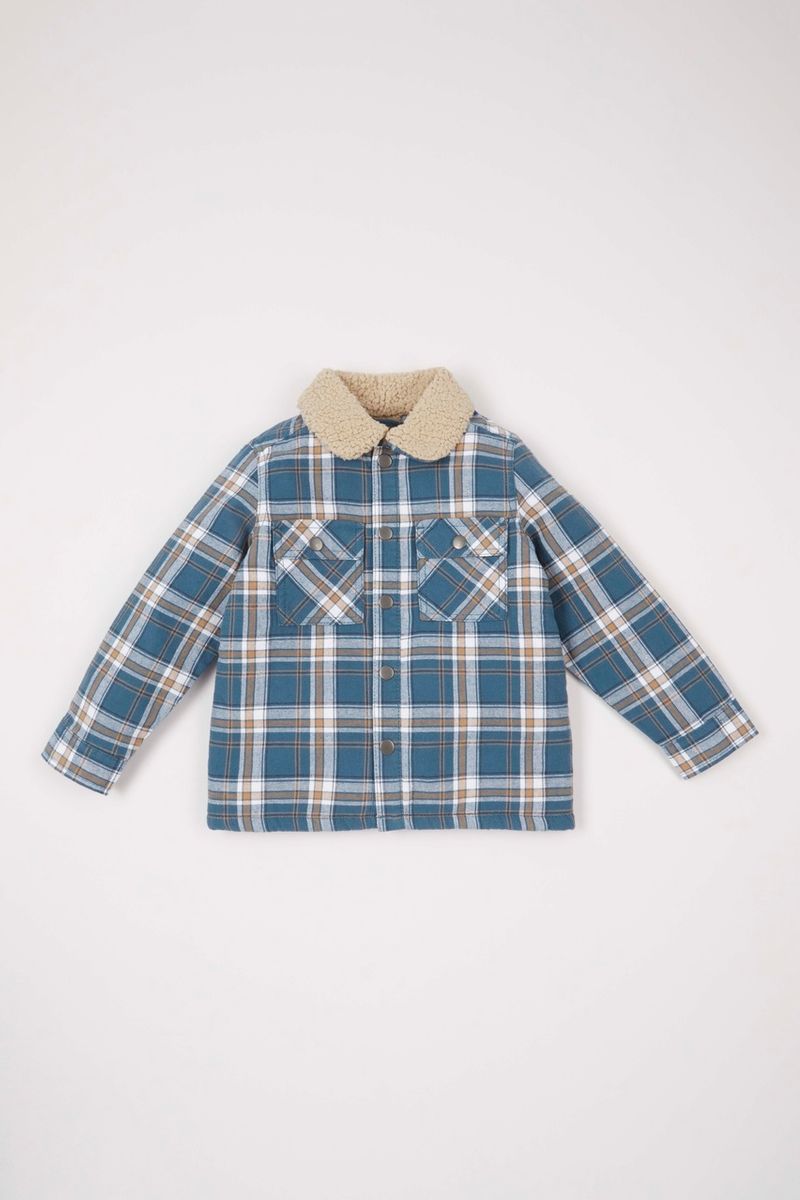 Borg Collar Check Shacket