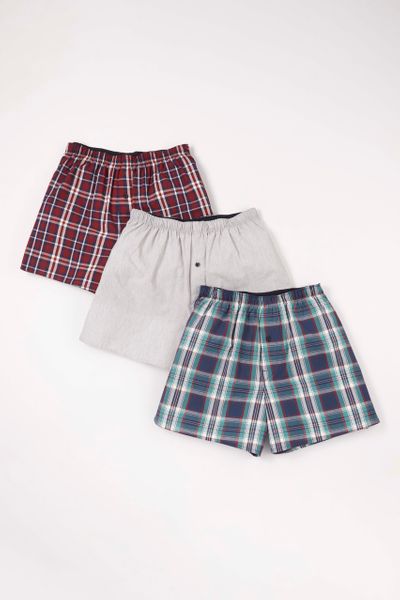3 Pack Red Check Boxers