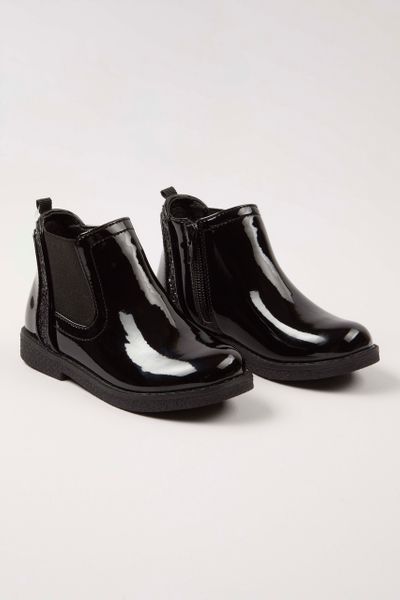 Black Patent Sequin Boots