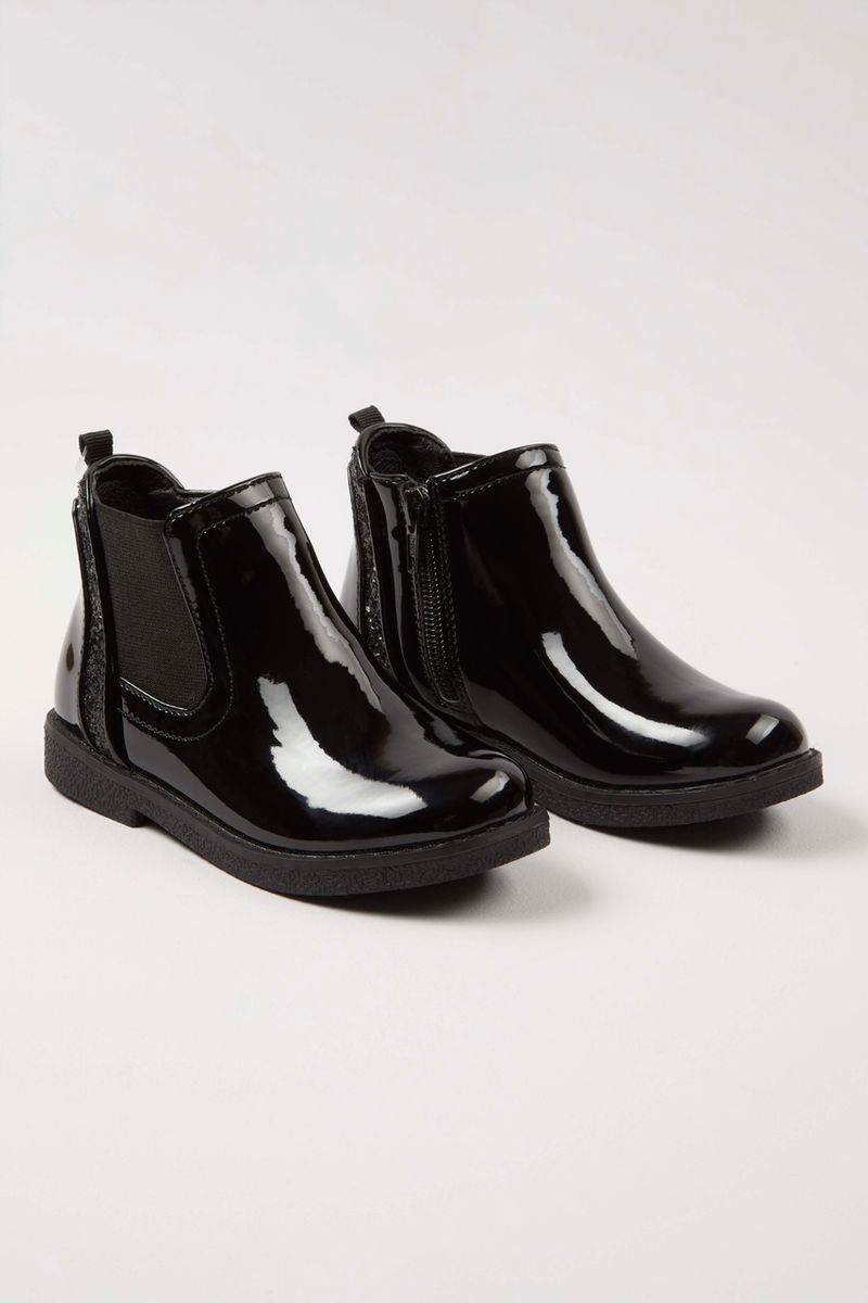 Black Patent Sequin Boots