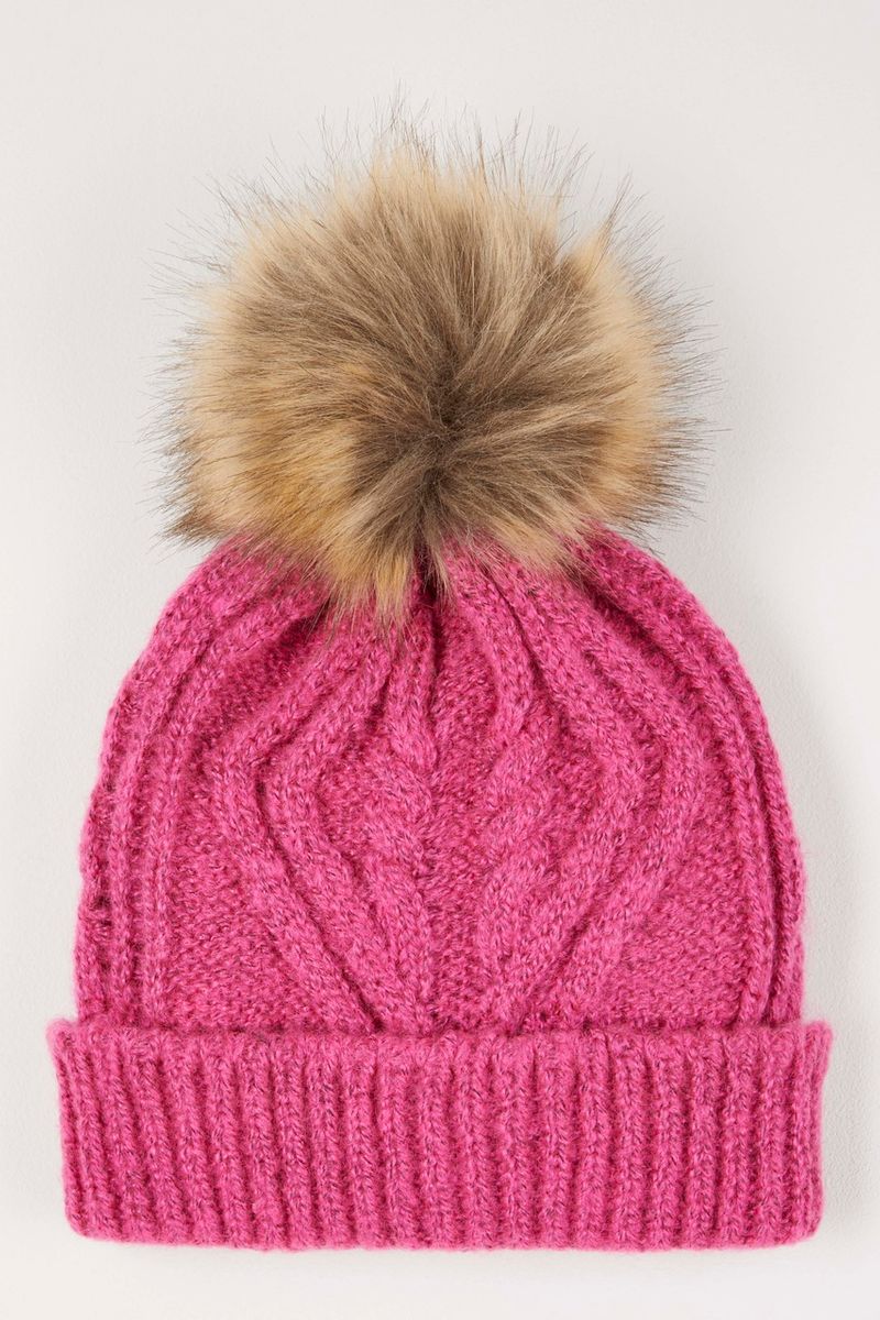 Deep Pink Knitted Beanie Hat