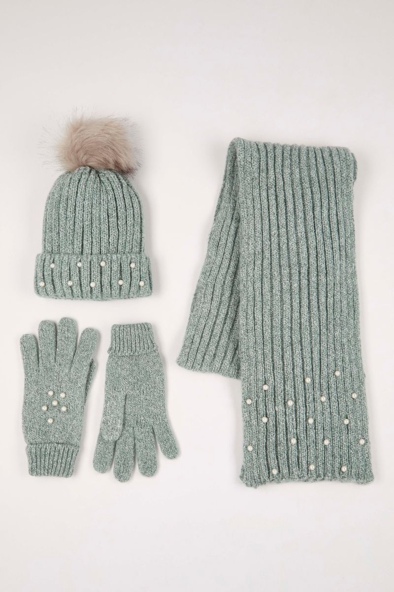 3 Piece Sage Pearl Trim set