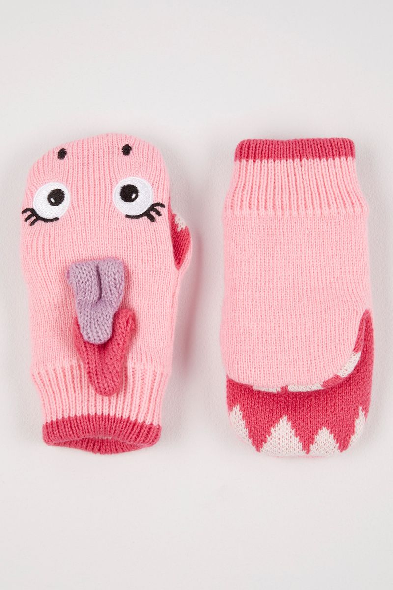 Pink Novelty Dinosaur mittens