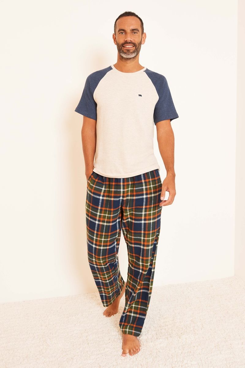 2 Piece Brushed Check leg pyjamas