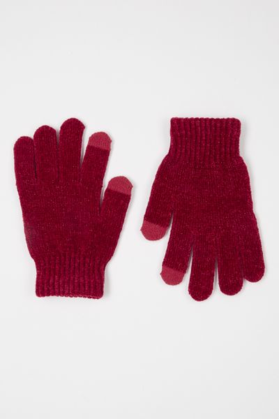 Red Glitter Chenille gloves
