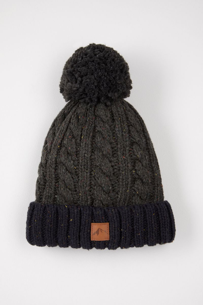 Charcoal Neppy Cable Knit hat