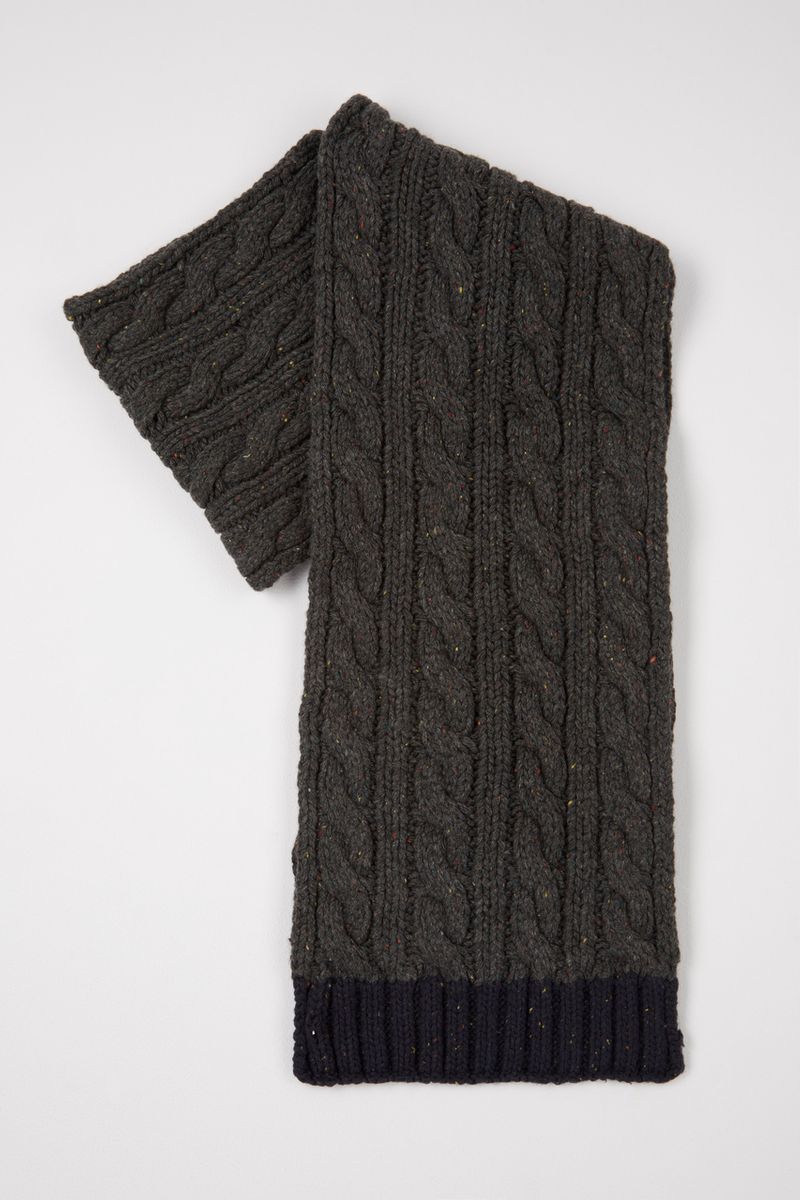 Charcoal Neppy Cable Knit scarf