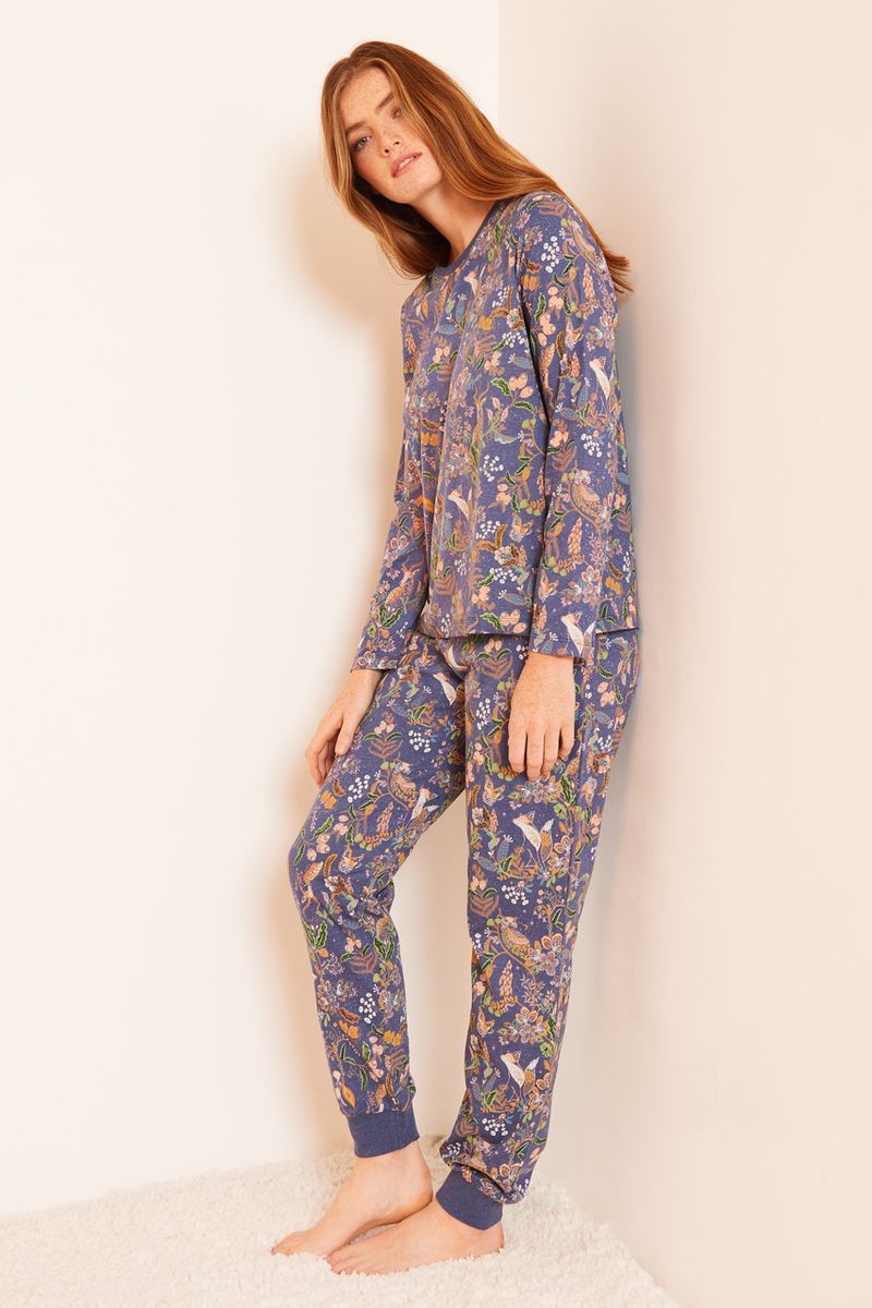 Purple Woodland Print Pyjama