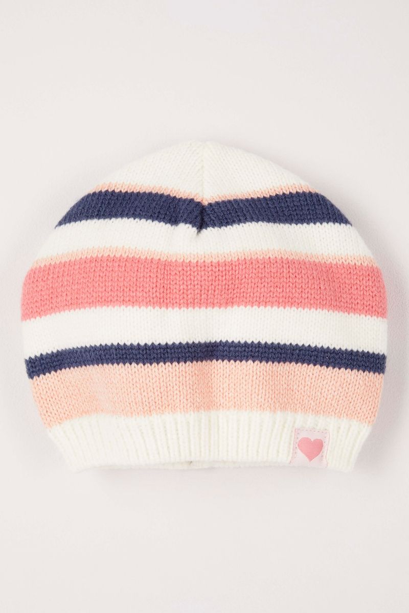 Pink Striped Beanie Hat