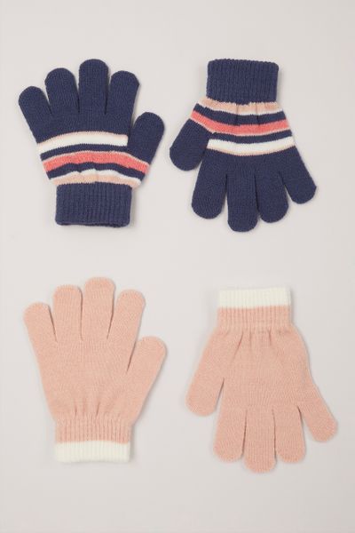 2 Pack Pink Stripe gloves
