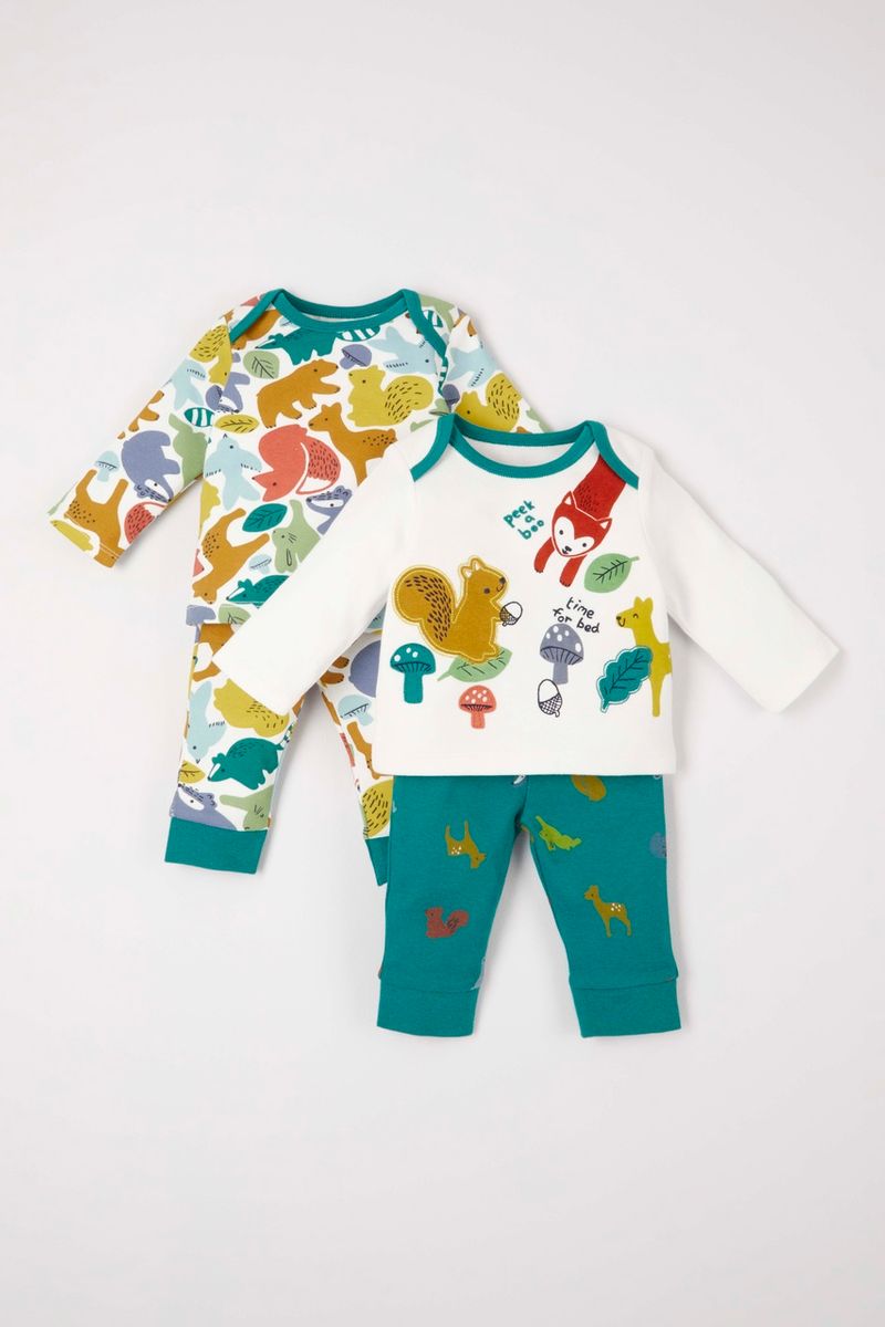 2 Pack Bright Woodland Animal Pyjamas