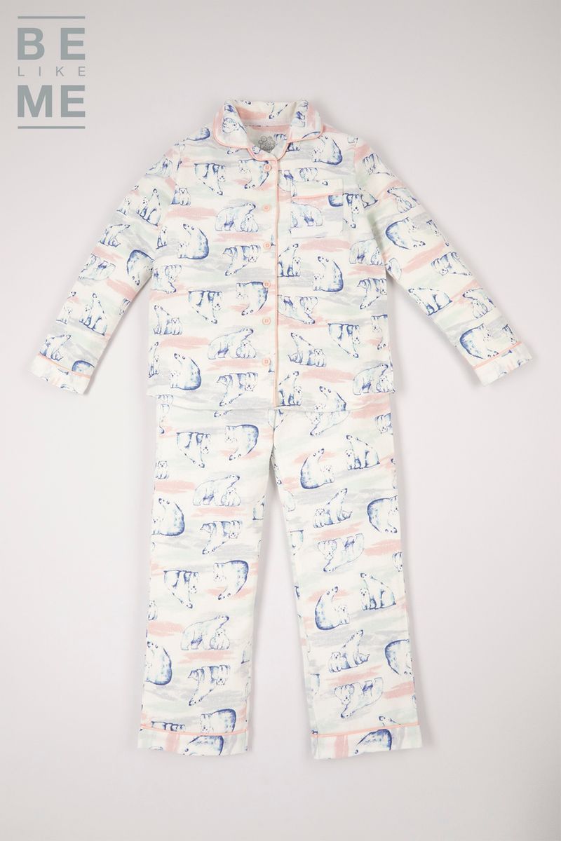 Be Like Me Polar Bear Traditional Brushed Kids Pyjamas