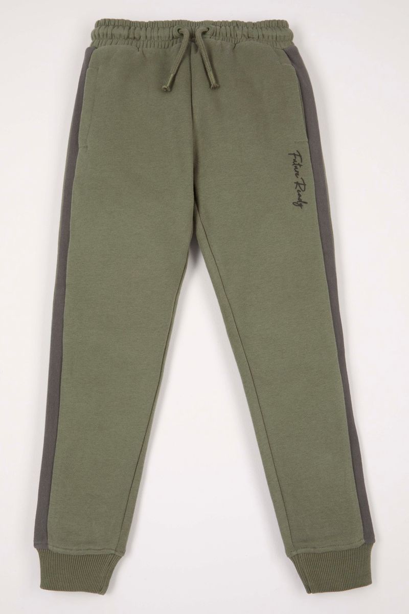 Khaki Slogan Print Joggers