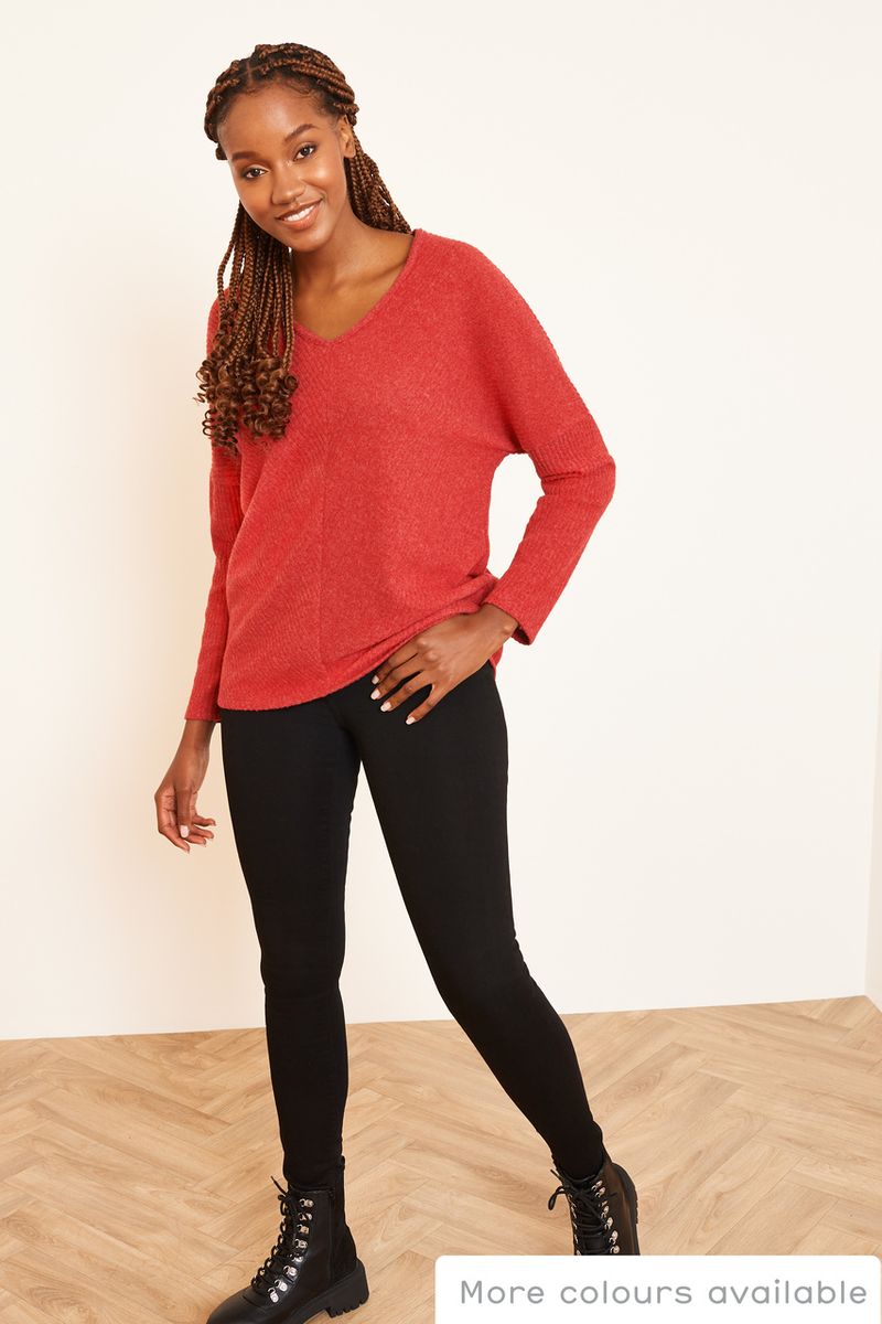 Red Ribbed Cosy tunic