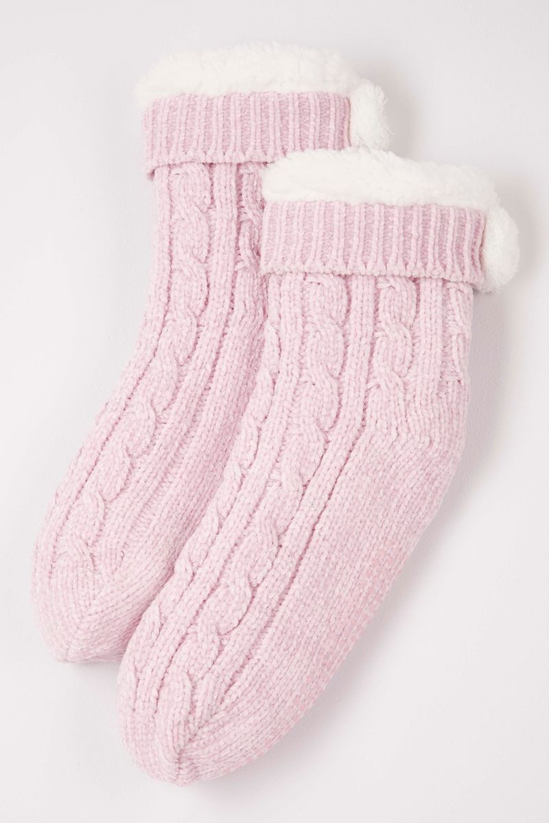 Pink Lurex Cosy Socks