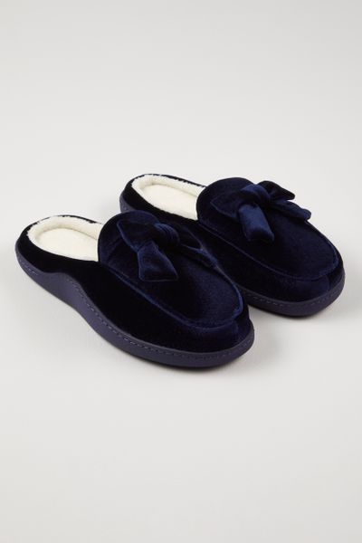 Navy Velvet Cupsole slippers