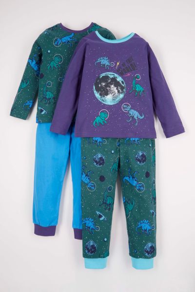 2 Pack Space Dinosaur pyjamas 1-10yrs